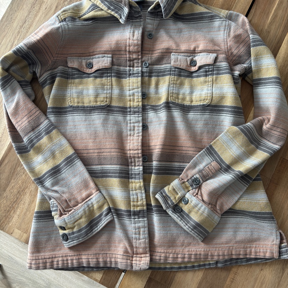 Patagonia Heywood Striped Button Up Flannel Shirt Size 4